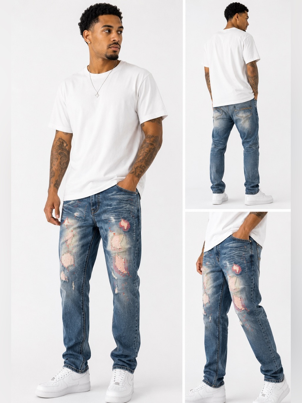 Switch Remarkable Distressed Patch Jeans 42x34 Men’s Statement Streetwear